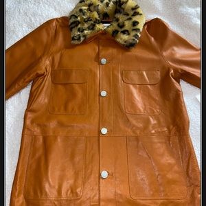 Juicy couture women’s leather faux fur trim coat